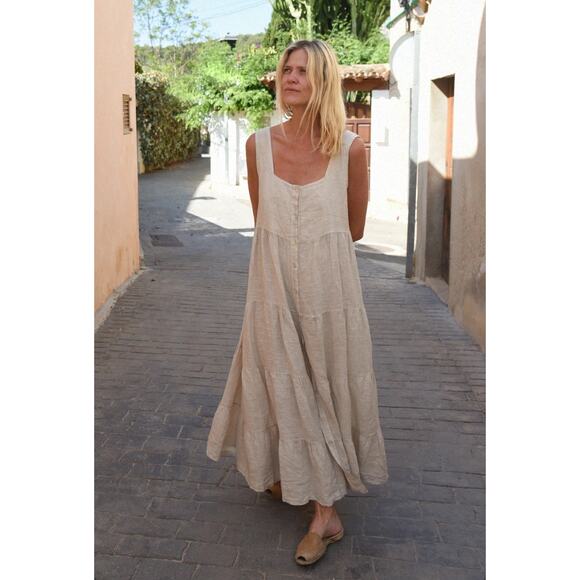 Beachwood Baby Dresses & Skirts - Beachwood Baby The Willow Dress - Moon Willow color - Linen Maxi Dress L